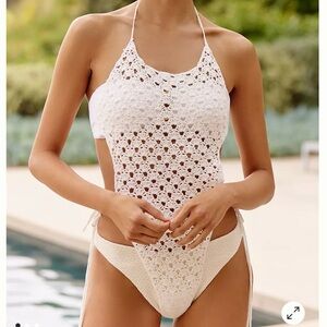 NEW Mahalia ANTHROPOLOGIE Crochet Open-Back Cover-Up in White Size Large